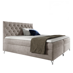 Boxspringová postel, 200x200, šedobéžová Taupe látka Velvet, GULIETTE P2, poškozené zboží