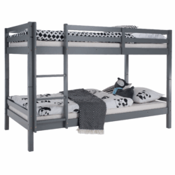 Patrová postel, 90x200, masivní dřevo, šedá, INEZA