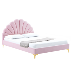 Postel s roštem, 140x200, růžová Velvet látka, ISADORA