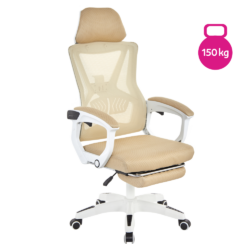 Kancelářské křeslo, béžová/bílá, nosnost 150 kg, MALVIN
