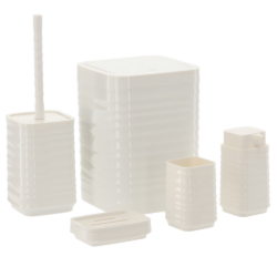Sada koupelnových doplňků, 5 dílná, bílá, MATIO