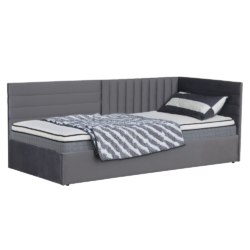 Postel s roštem, 90x200, šedá Velvet látka, MEVIA