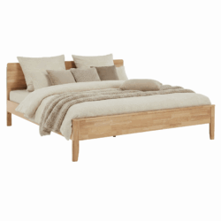 Manželská postel, 180x200, masivní dřevo, přírodní, NOEMI