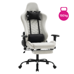 Kancelářské/herní křeslo, bílá/černá, nosnost 150 kg, PAPIBAS