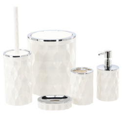 Sada koupelnových doplňků, 5 dílná, bílá, RABER