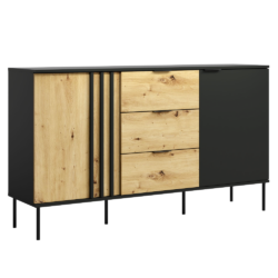 Komoda 2D3S, černá/dub artisan, RIMINA