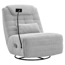 Luxusní otočné křeslo, houpací, světle šedá, UMBRO