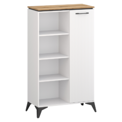 Nízký regál, bílá/dub evoke, VELIS 1D