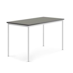 Stůl s obdelníkovou deskou a vynikajícími akustickými vlastnostmi. Deska z ekologického linolea dobře tlumí zvuk a je posazena na elegantní podnož z ocelových trubek opatřených ochranným práškovým lakem. Produkt byl úspěšně testován a certifikován podle normy EN 1729.Ve školních zařízeních je častým jevem nadměrný hluk