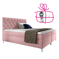 Boxspringová postel, 160x200, růžová látka Velvet, GULIETTE + dárek