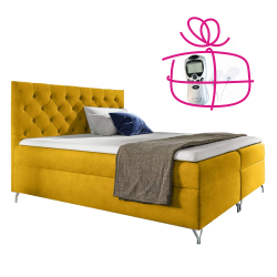 Boxspringová postel, 160x200, žlutá látka Velvet, GULIETTE + dárek