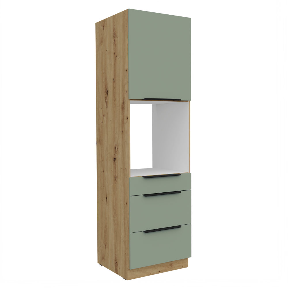 Vysoká skříňka na vestavnou troubu, aquamarine/dub artisan, ARSANY 60 DPS-210 3S1F