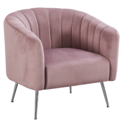 Designové křeslo, růžová Velvet látka/chrom-stříbrný, BAGY