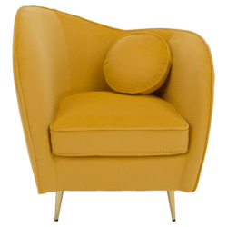 Designové křeslo, žlutá Velvet látka/gold chrom zlatá, EZIO