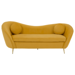 Designový 3-sed, žlutá Velvet látka/gold chrom zlatá, EZIO TYP 3
