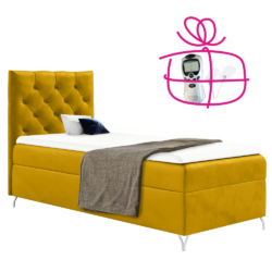 Boxspringová postel, 90x200, žlutá látka Velvet, levá, GULIETTE + dárek