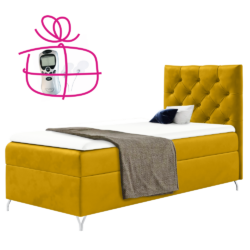 Boxspringová postel, 90x200, žlutá látka Velvet, pravá, GULIETTE + dárek