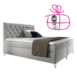 Boxspringová postel, 160x200, světle šedá látka Velvet, GULIETTE + dárek