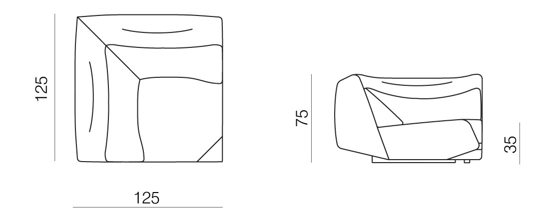 Prostoria designové sedačky Absent Sofa Corner Seat M Low Backrest