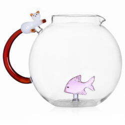 Ichendorf Milano designové džbány Tabby Cat Jug Pink Fish & White Cat with Amber Tail