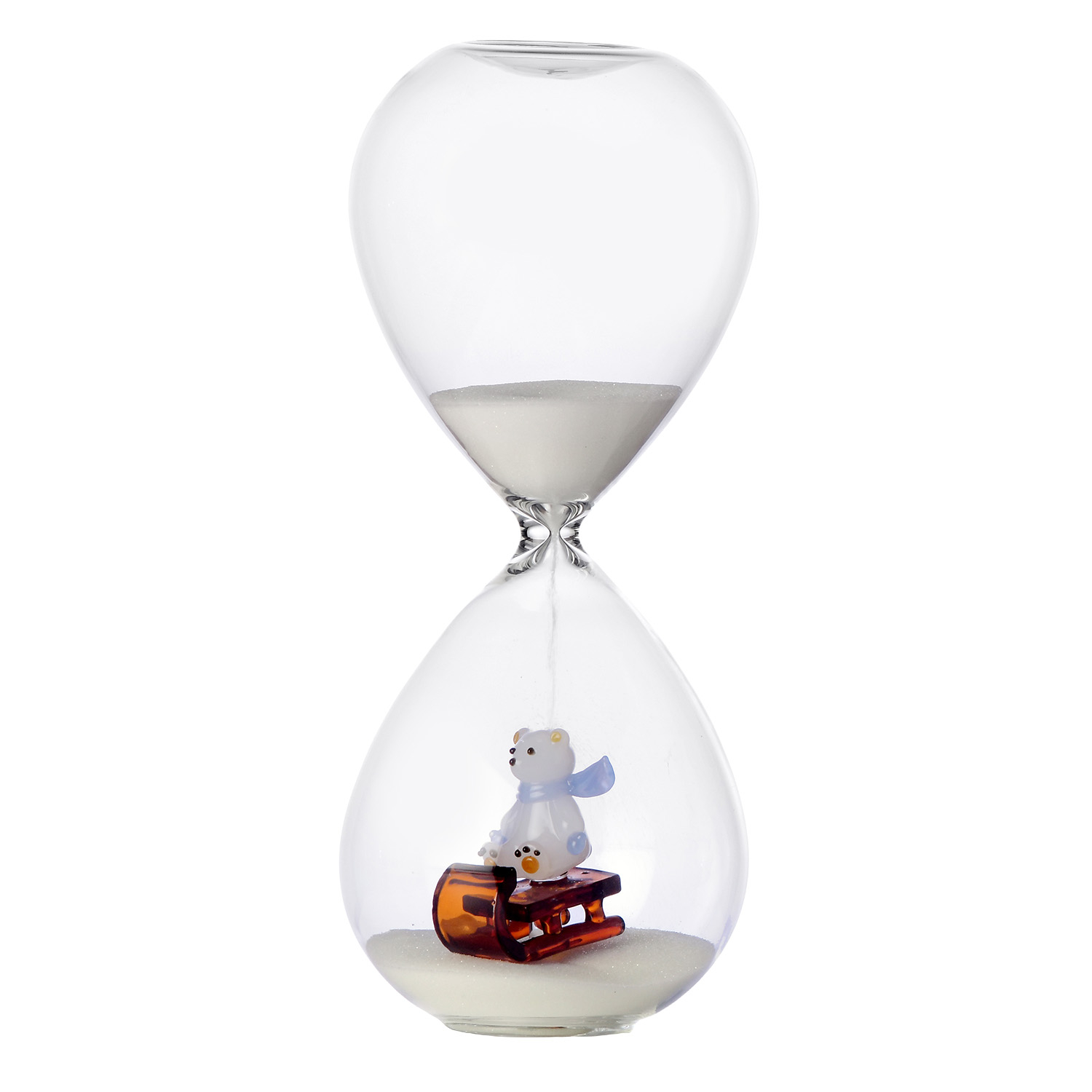 Ichendorf Milano designové stolní hodiny Snow Games Bear And Bobsleigh Hourglass