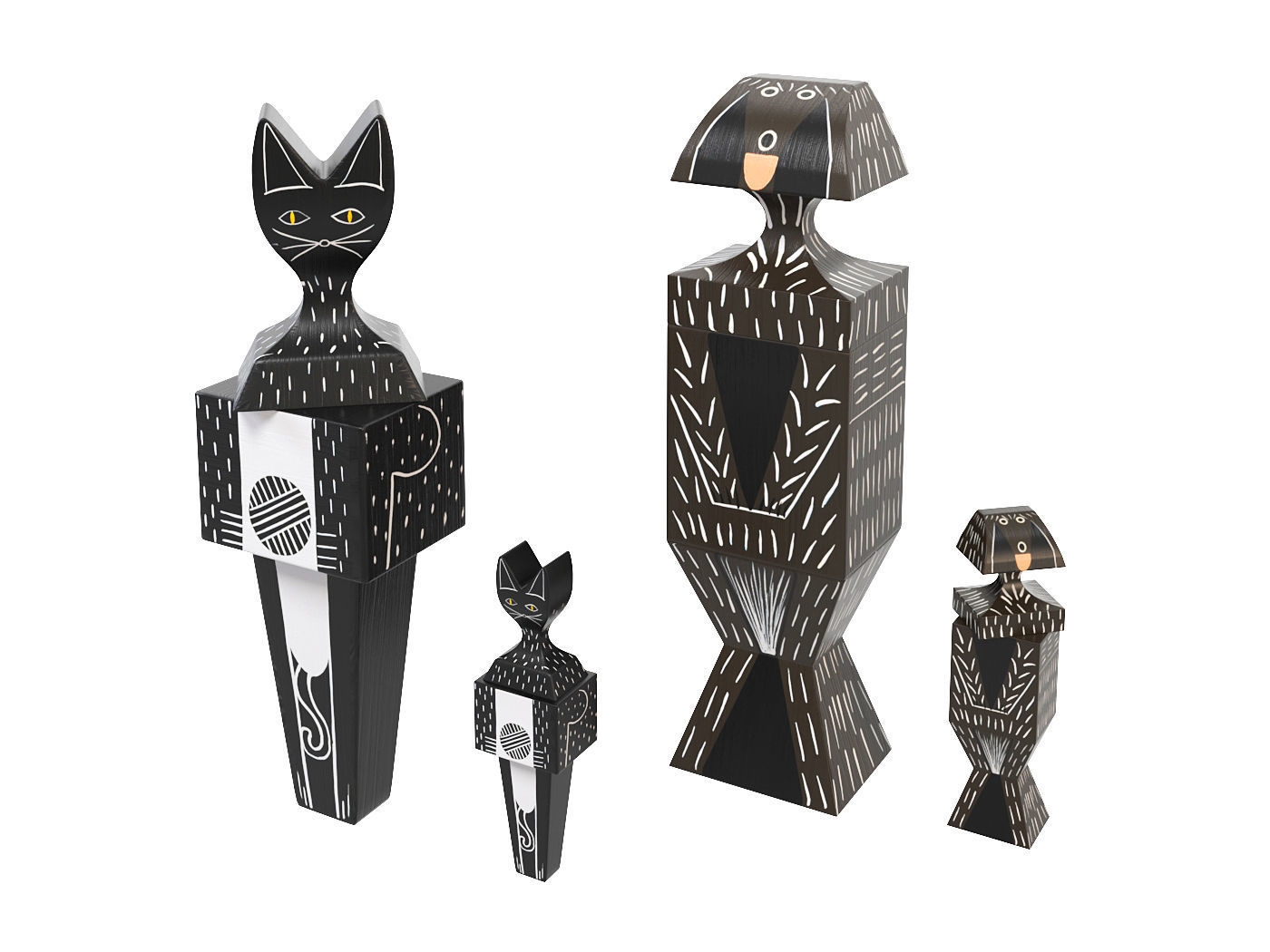 Vitra designové figurky Wooden Dolls Cat & Dog